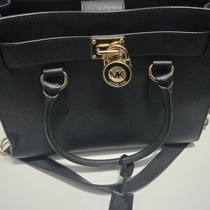 Michael Kors Black Satchel with Gold Accents